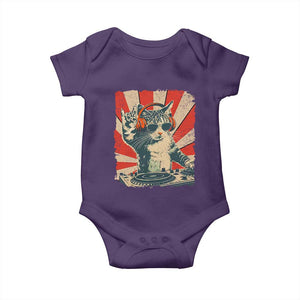 Funny DJ Cat with Headphones Retro Music Lover Baby Onesie TS11 Purple Print Your Wear