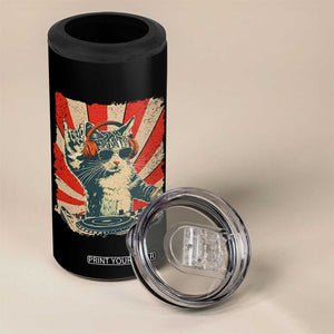 Funny DJ Cat with Headphones Retro Music Lover 4 in 1 Can Cooler Tumbler TS11 Print Your Wear
