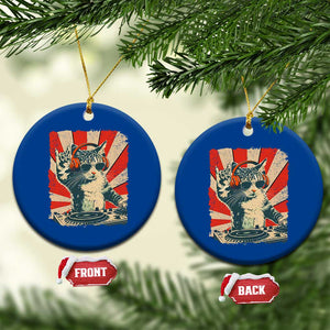 Funny DJ Cat with Headphones Retro Music Lover Ceramic Ornament TS11 1pc Blue Print Your Wear