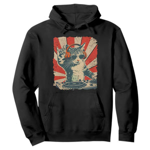 Funny DJ Cat with Headphones Retro Music Lover Hoodie TS11 Black Print Your Wear