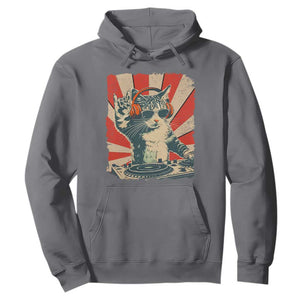 Funny DJ Cat with Headphones Retro Music Lover Hoodie TS11 Charcoal Print Your Wear
