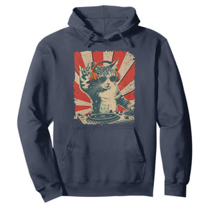 Funny DJ Cat with Headphones Retro Music Lover Hoodie TS11 Navy Print Your Wear