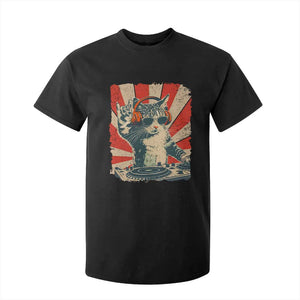 Funny DJ Cat with Headphones Retro Music Lover T Shirt For Kid TS11 Black Print Your Wear