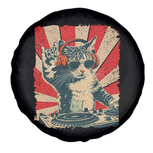 Funny DJ Cat with Headphones Retro Music Lover Spare Tire Cover TS11 Print Your Wear