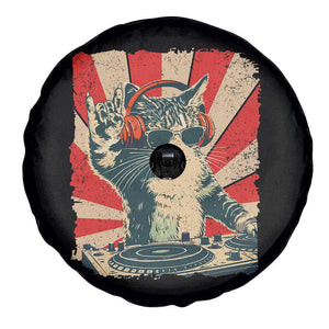 Funny DJ Cat with Headphones Retro Music Lover Spare Tire Cover TS11 Print Your Wear