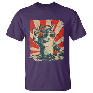 Funny DJ Cat with Headphones Retro Music Lover T Shirt TS11 Purple Print Your Wear