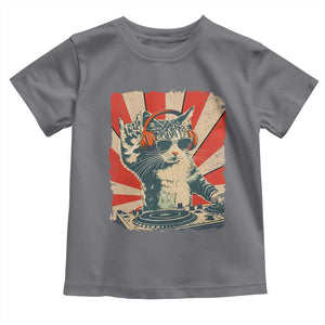 Funny DJ Cat with Headphones Retro Music Lover Toddler T Shirt TS11 Charcoal Print Your Wear