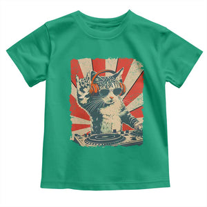 Funny DJ Cat with Headphones Retro Music Lover Toddler T Shirt TS11 Irish Green Print Your Wear