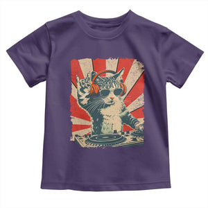 Funny DJ Cat with Headphones Retro Music Lover Toddler T Shirt TS11 Purple Print Your Wear