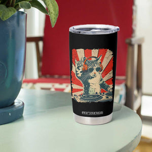 Funny DJ Cat with Headphones Retro Music Lover Tumbler Cup TS11 Print Your Wear