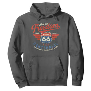 US Route Highway 66 Centennial Hoodie Feel The Freedom 100 Years Of The Mother Road TS11 Dark Heather Print Your Wear