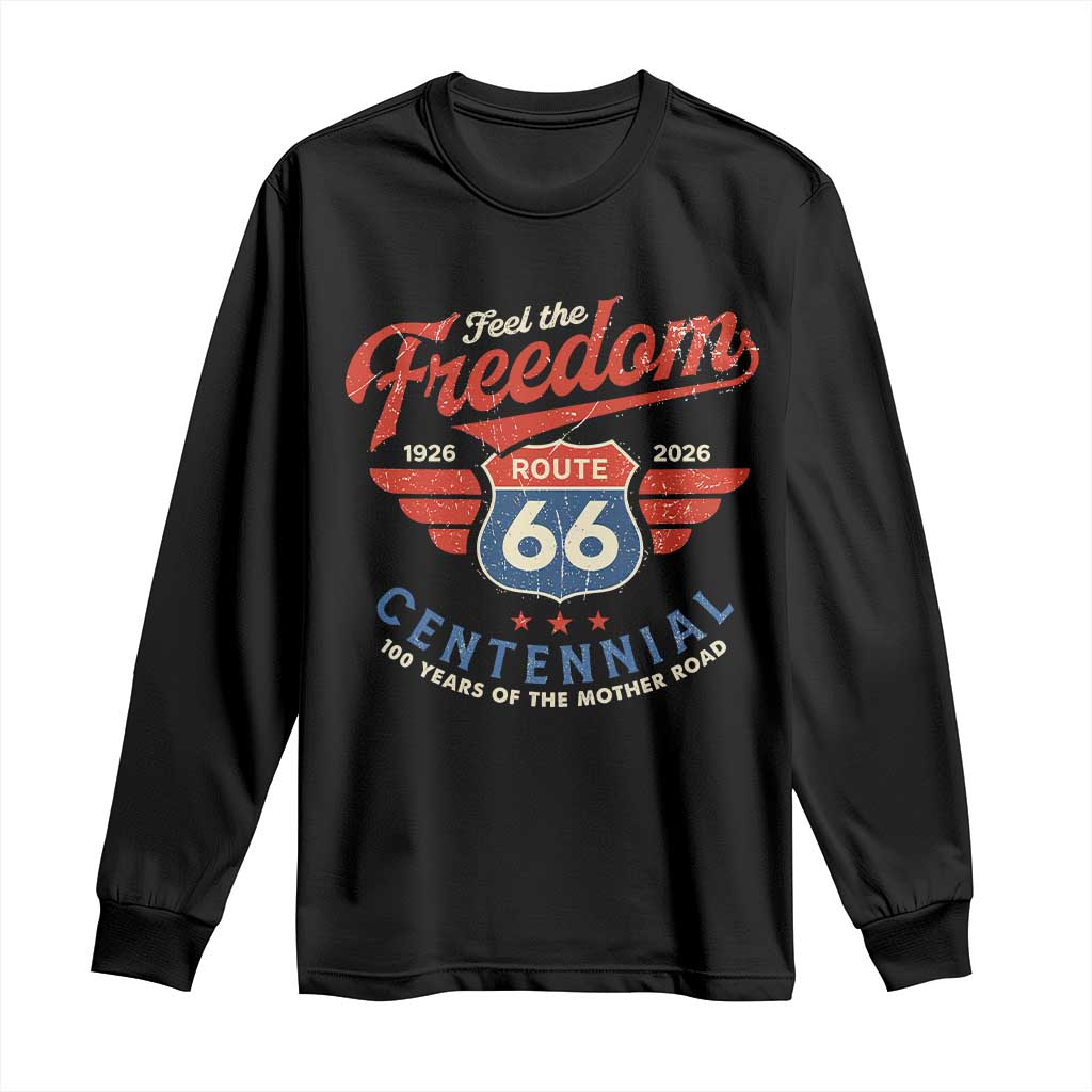 US Route Highway 66 Centennial Long Sleeve Shirt Feel The Freedom 100 Years Of The Mother Road TS11 Black Print Your Wear