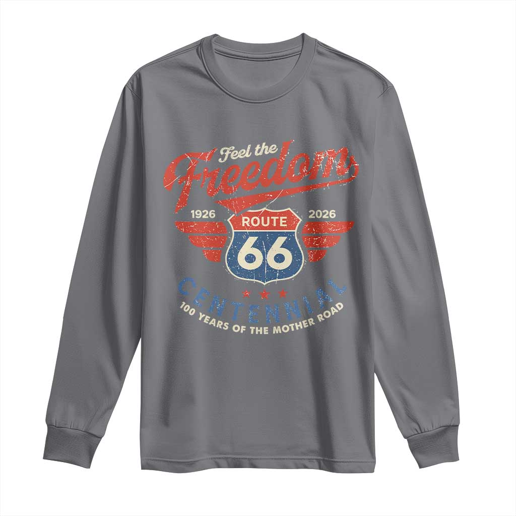 US Route Highway 66 Centennial Long Sleeve Shirt Feel The Freedom 100 Years Of The Mother Road TS11 Charcoal Print Your Wear