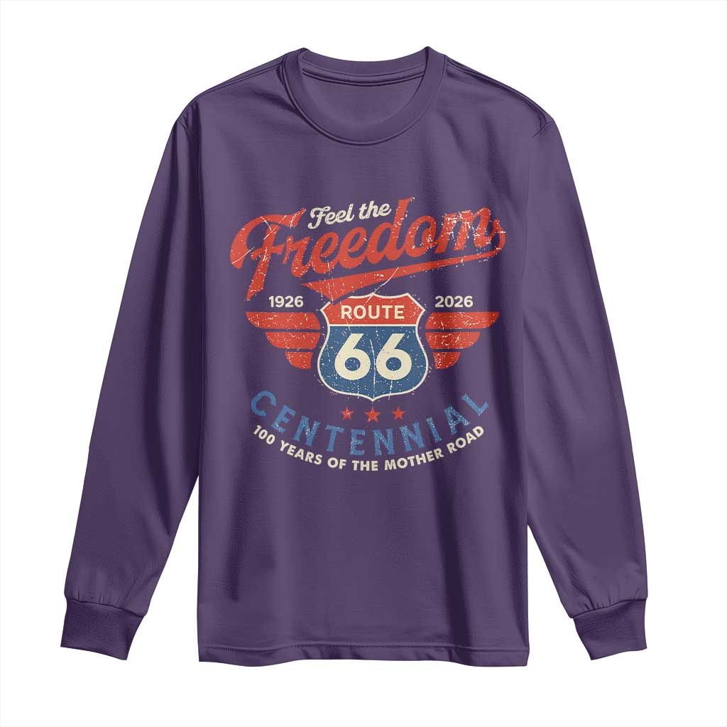 US Route Highway 66 Centennial Long Sleeve Shirt Feel The Freedom 100 Years Of The Mother Road TS11 Purple Print Your Wear
