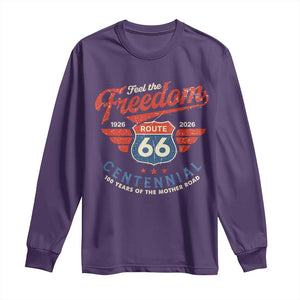 US Route Highway 66 Centennial Long Sleeve Shirt Feel The Freedom 100 Years Of The Mother Road TS11 Purple Print Your Wear