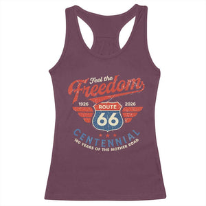 US Route Highway 66 Centennial Racerback Tank Top Feel The Freedom 100 Years Of The Mother Road TS11 Maroon Print Your Wear