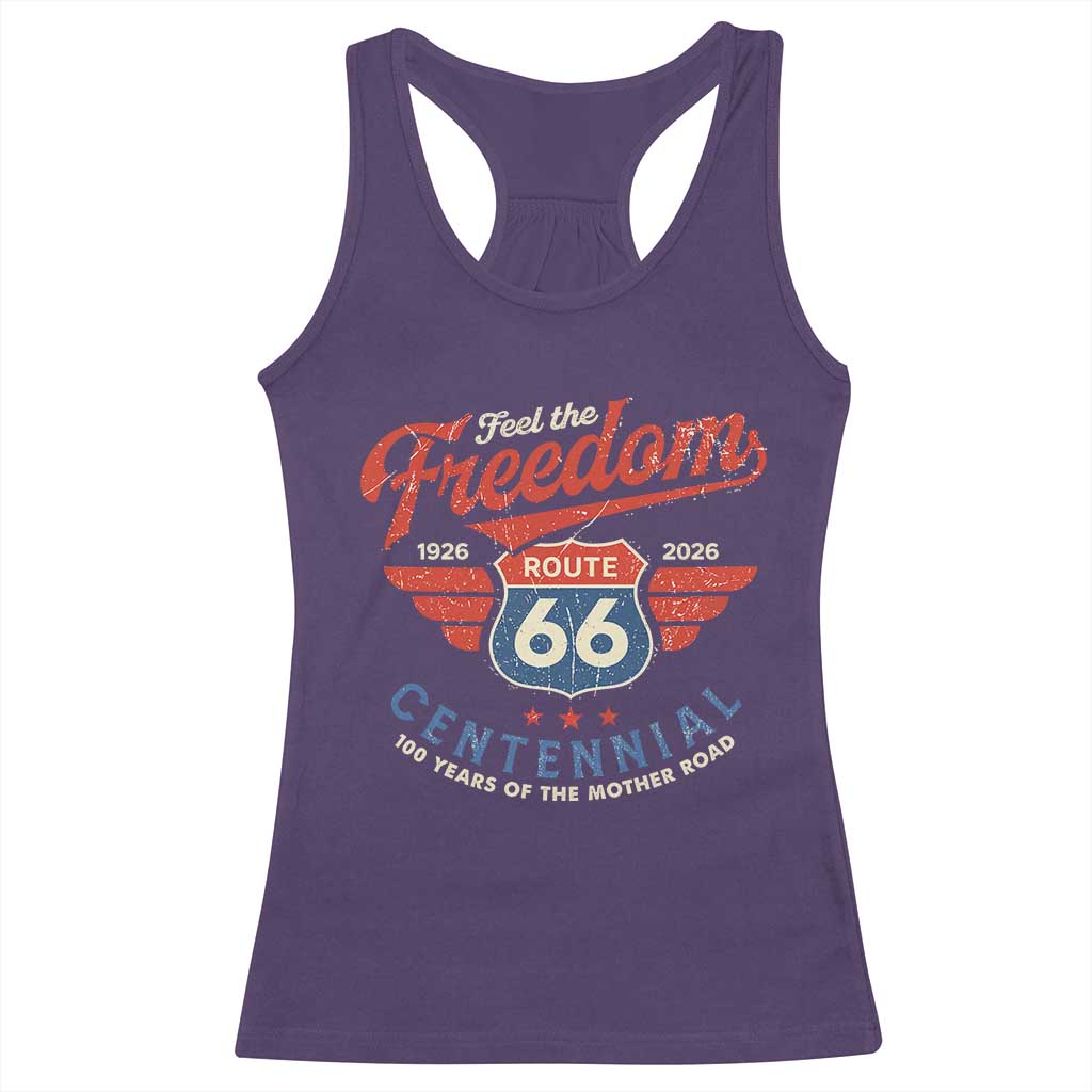 US Route Highway 66 Centennial Racerback Tank Top Feel The Freedom 100 Years Of The Mother Road TS11 Purple Print Your Wear