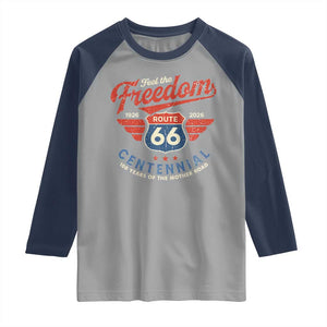 US Route Highway 66 Centennial Raglan Shirt Feel The Freedom 100 Years Of The Mother Road TS11 Sport Gray Navy Print Your Wear