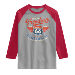 US Route Highway 66 Centennial Raglan Shirt Feel The Freedom 100 Years Of The Mother Road TS11 Sport Gray Red Print Your Wear