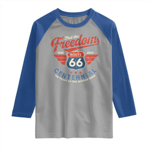 US Route Highway 66 Centennial Raglan Shirt Feel The Freedom 100 Years Of The Mother Road TS11 Sport Gray Royal Print Your Wear