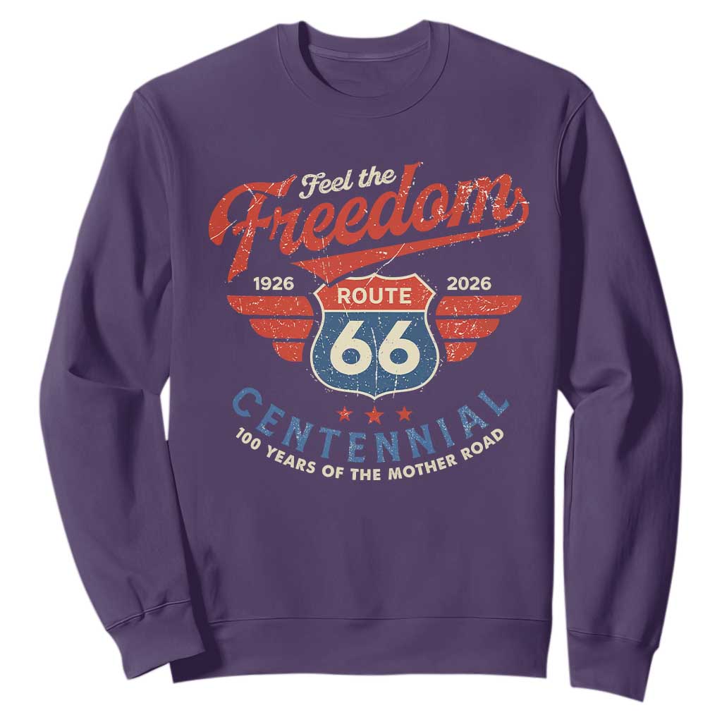 US Route Highway 66 Centennial Sweatshirt Feel The Freedom 100 Years Of The Mother Road TS11 Purple Print Your Wear