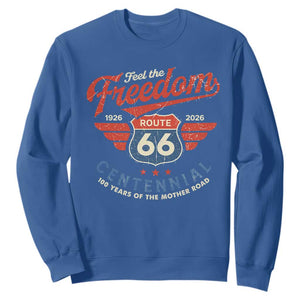 US Route Highway 66 Centennial Sweatshirt Feel The Freedom 100 Years Of The Mother Road TS11 Royal Blue Print Your Wear