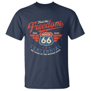 US Route Highway 66 Centennial T Shirt - Feel The Freedom - 100 Years Of The Mother Road TS11 Navy Print Your Wear
