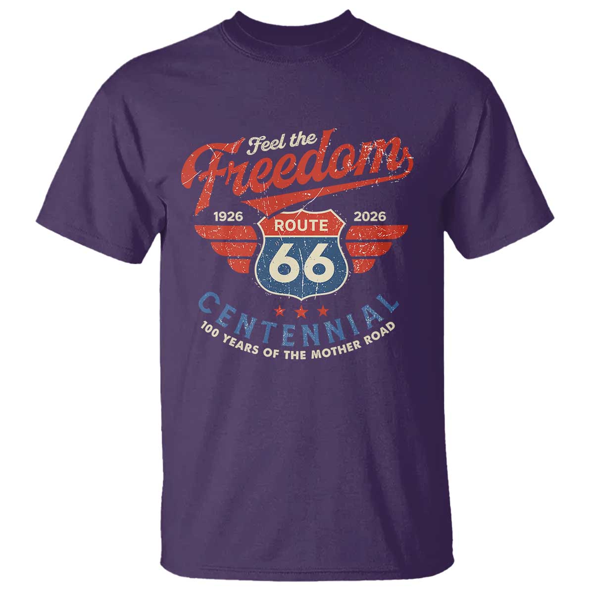 US Route Highway 66 Centennial T Shirt - Feel The Freedom - 100 Years Of The Mother Road TS11 Purple Print Your Wear