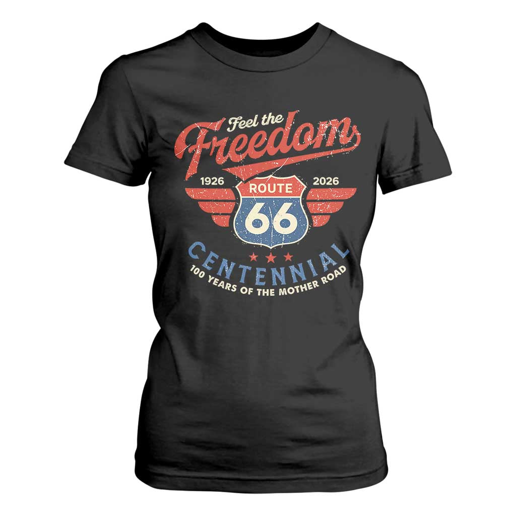US Route Highway 66 Centennial T Shirt For Women Feel The Freedom 100 Years Of The Mother Road TS11 Black Print Your Wear