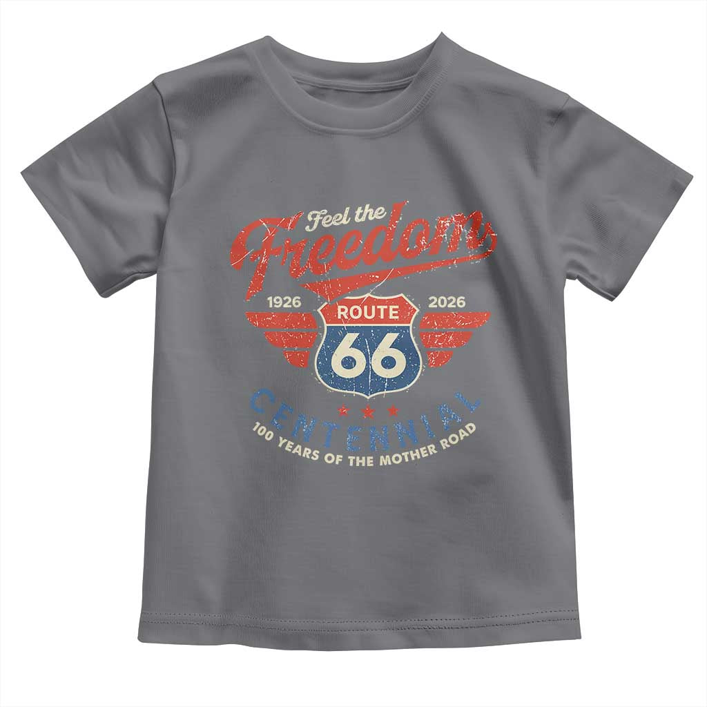 US Route Highway 66 Centennial Toddler T Shirt Feel The Freedom 100 Years Of The Mother Road TS11 Charcoal Print Your Wear