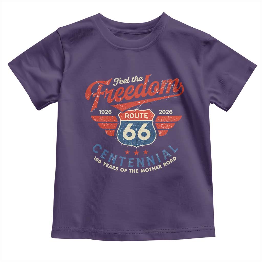 US Route Highway 66 Centennial Toddler T Shirt Feel The Freedom 100 Years Of The Mother Road TS11 Purple Print Your Wear