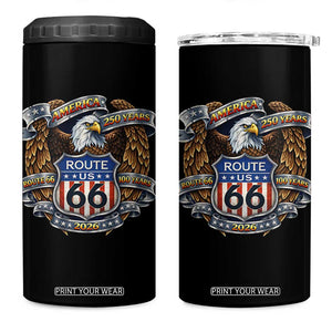 250 Years Of America 100 Years Of Route Highway 66 4 in 1 Can Cooler Tumbler Bald Eagle Vintage American Flag TS11 One Size: 16 oz Black Print Your Wear
