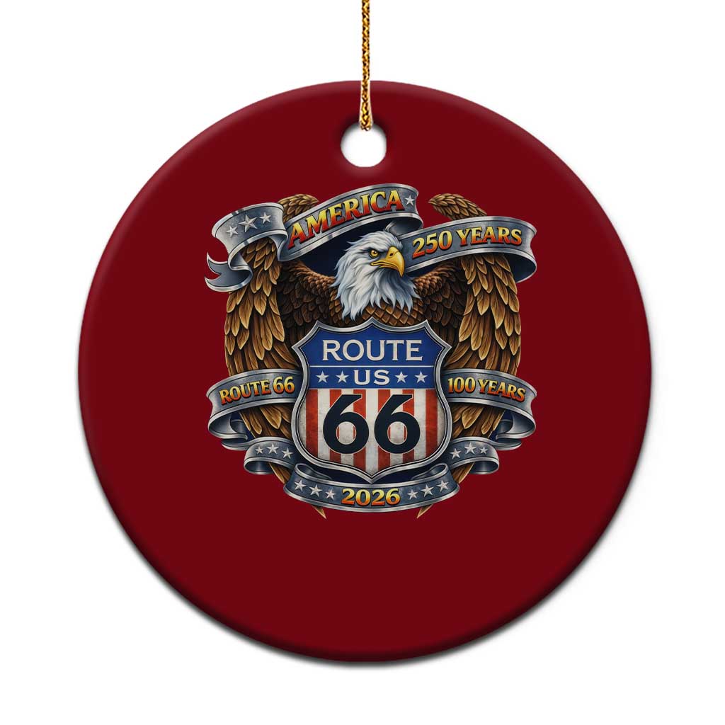 250 Years Of America 100 Years Of Route Highway 66 Ceramic Ornament Bald Eagle Vintage American Flag TS11 1pc Red Print Your Wear