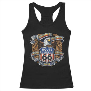 250 Years Of America 100 Years Of Route Highway 66 Racerback Tank Top Bald Eagle Vintage American Flag TS11 Black Print Your Wear