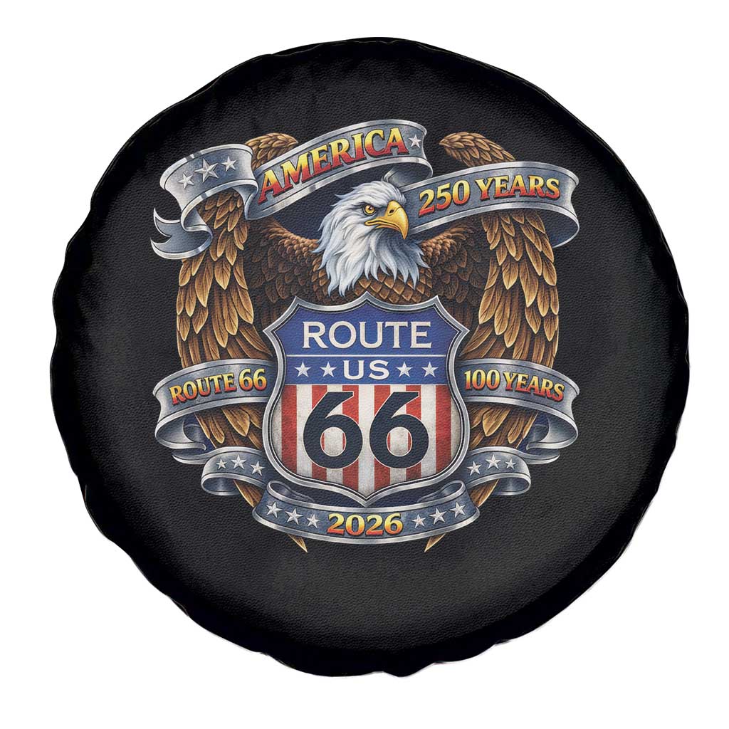 250 Years Of America 100 Years Of Route Highway 66 Spare Tire Cover Bald Eagle Vintage American Flag TS11 Print Your Wear