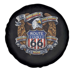 250 Years Of America 100 Years Of Route Highway 66 Spare Tire Cover Bald Eagle Vintage American Flag TS11 Print Your Wear