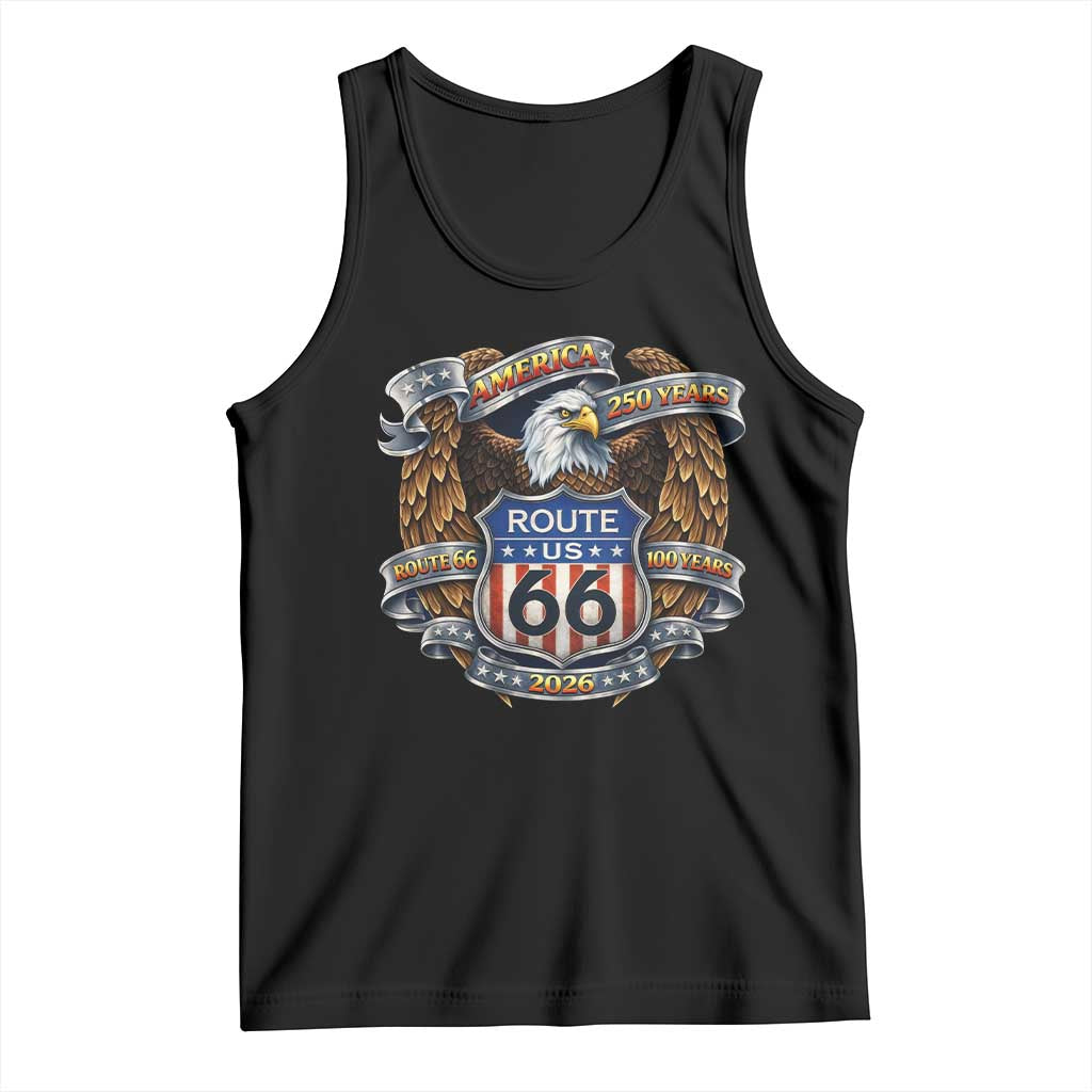 250 Years Of America 100 Years Of Route Highway 66 Tank Top Bald Eagle Vintage American Flag TS11 Black Print Your Wear