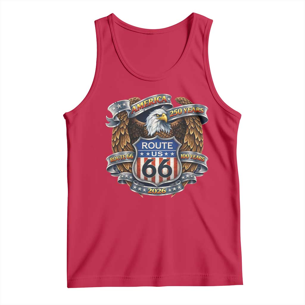 250 Years Of America 100 Years Of Route Highway 66 Tank Top Bald Eagle Vintage American Flag TS11 Red Print Your Wear