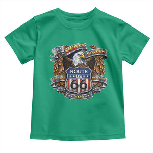 250 Years Of America 100 Years Of Route Highway 66 Toddler T Shirt Bald Eagle Vintage American Flag TS11 Irish Green Print Your Wear