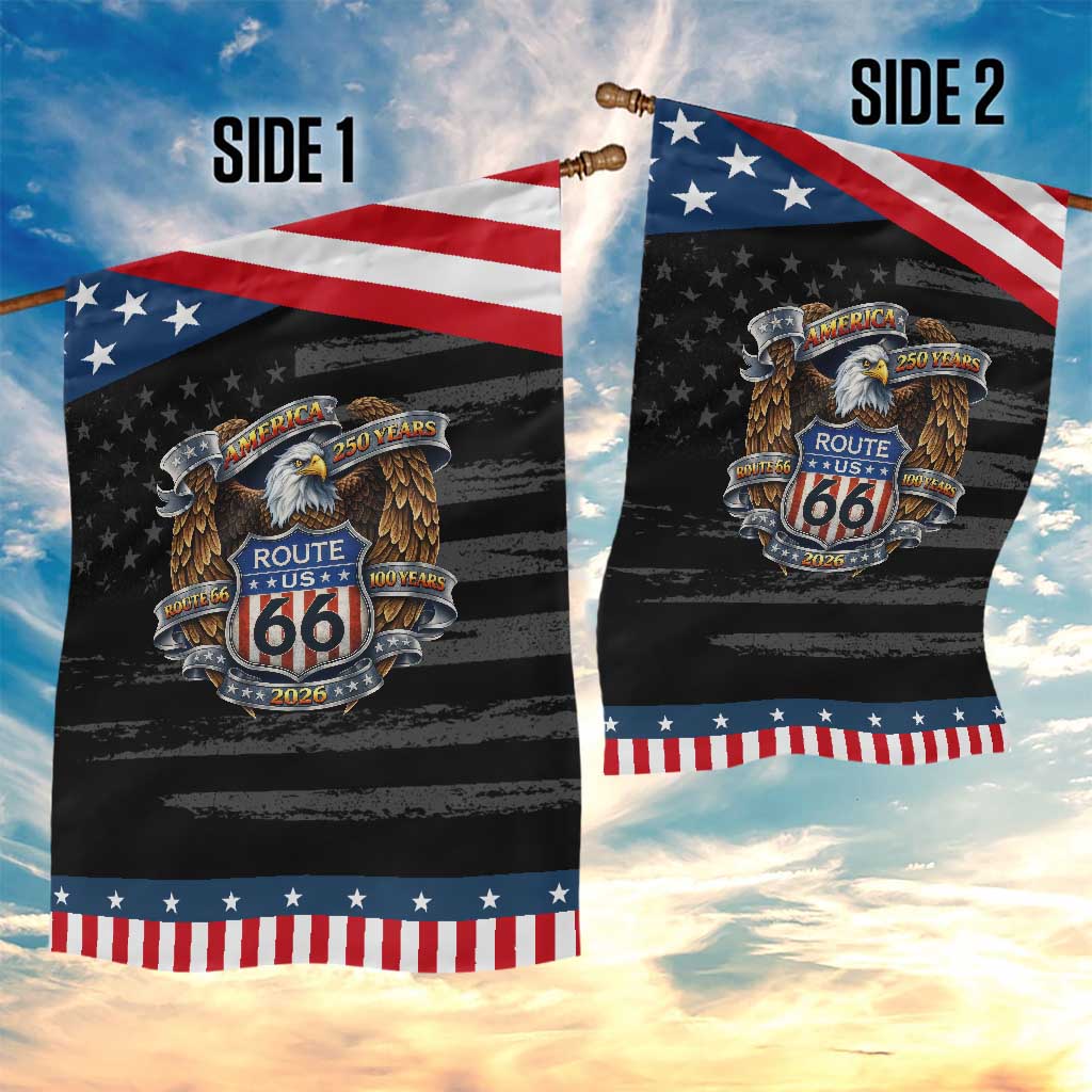 250 Years Of America 100 Years Of Route Highway 66 Patriotic Garden Flag Bald Eagle Vintage American Flag TS11 Print Your Wear