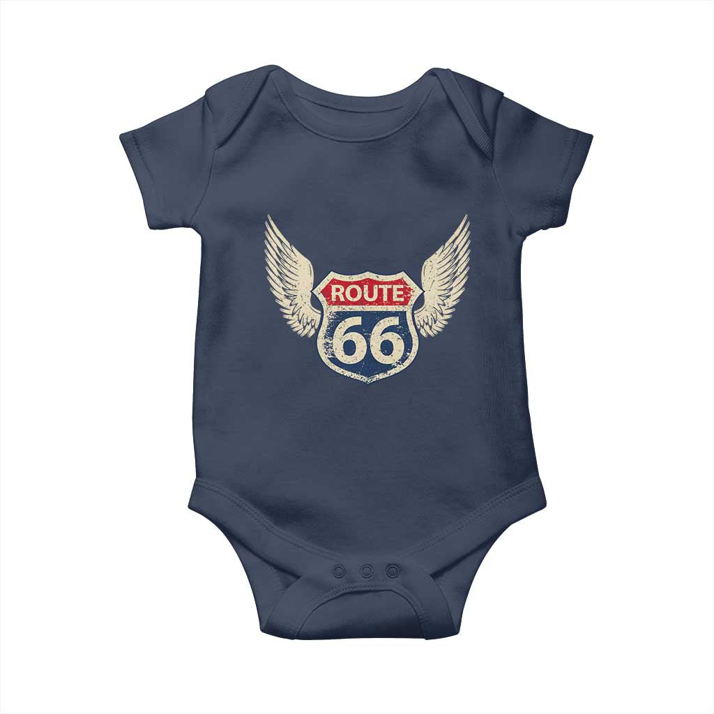 Vintage Route Highway 66 Highway Road Trip Sign Baby Onesie TS11 Navy Print Your Wear
