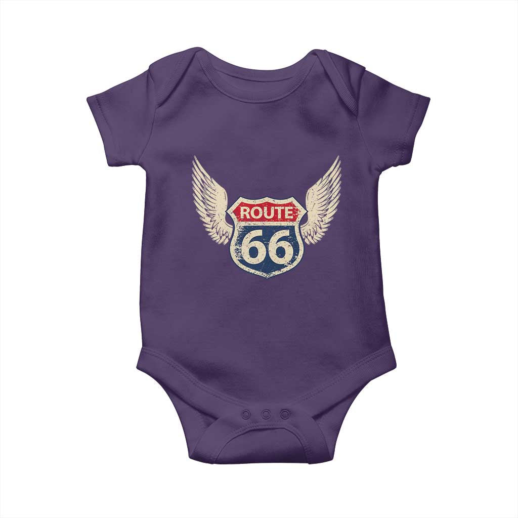 Vintage Route Highway 66 Highway Road Trip Sign Baby Onesie TS11 Purple Print Your Wear