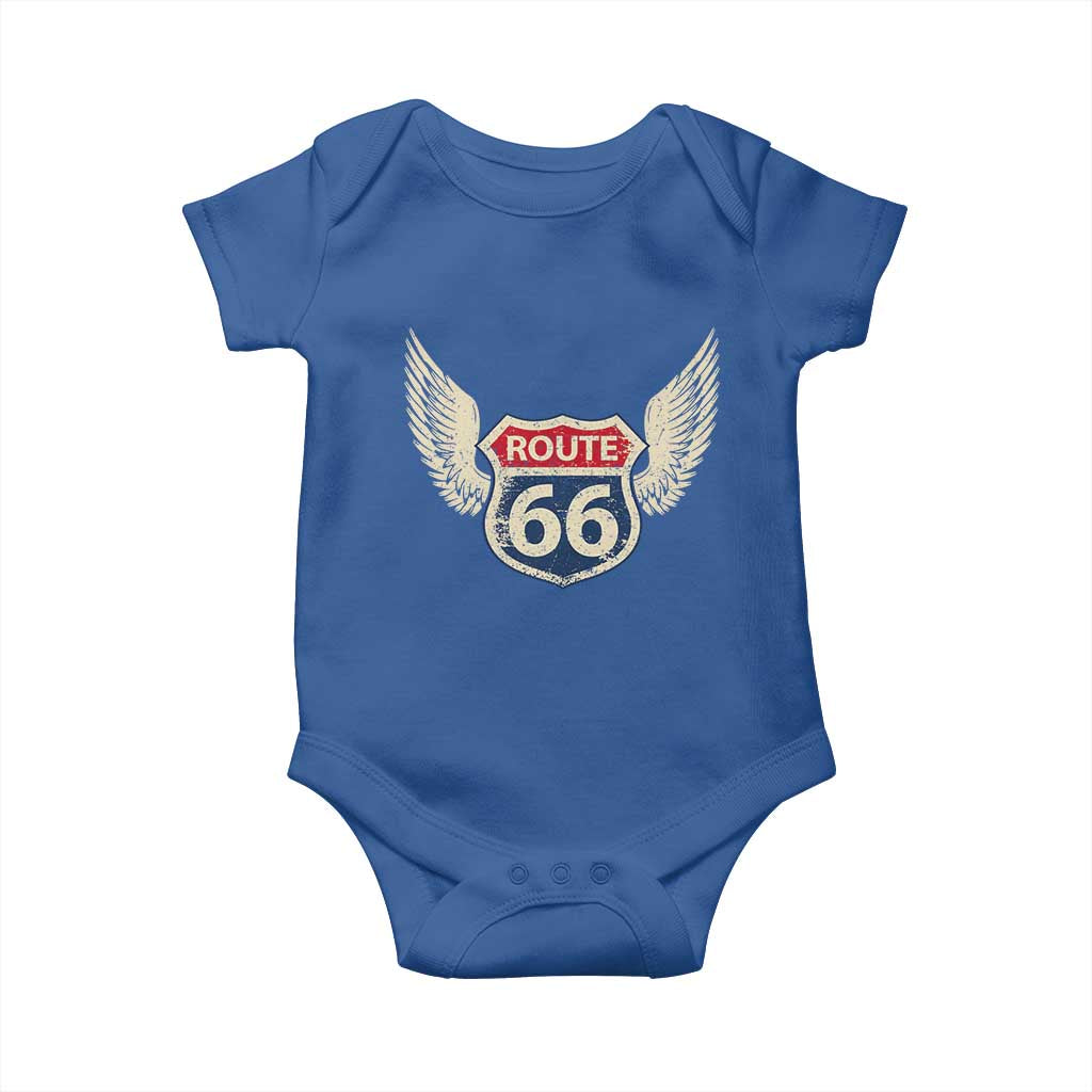 Vintage Route Highway 66 Highway Road Trip Sign Baby Onesie TS11 Royal Blue Print Your Wear