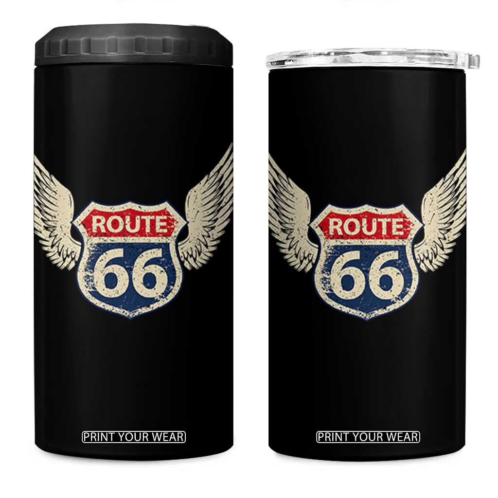 Vintage Route Highway 66 Highway Road Trip Sign 4 in 1 Can Cooler Tumbler TS11 One Size: 16 oz Black Print Your Wear