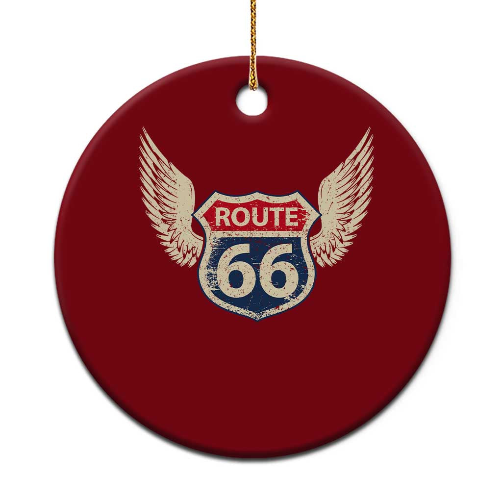 Vintage Route Highway 66 Highway Road Trip Sign Ceramic Ornament TS11 1pc Red Print Your Wear