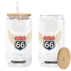 Vintage Route Highway 66 Highway Road Trip Sign Glass Can TS11 Print Your Wear
