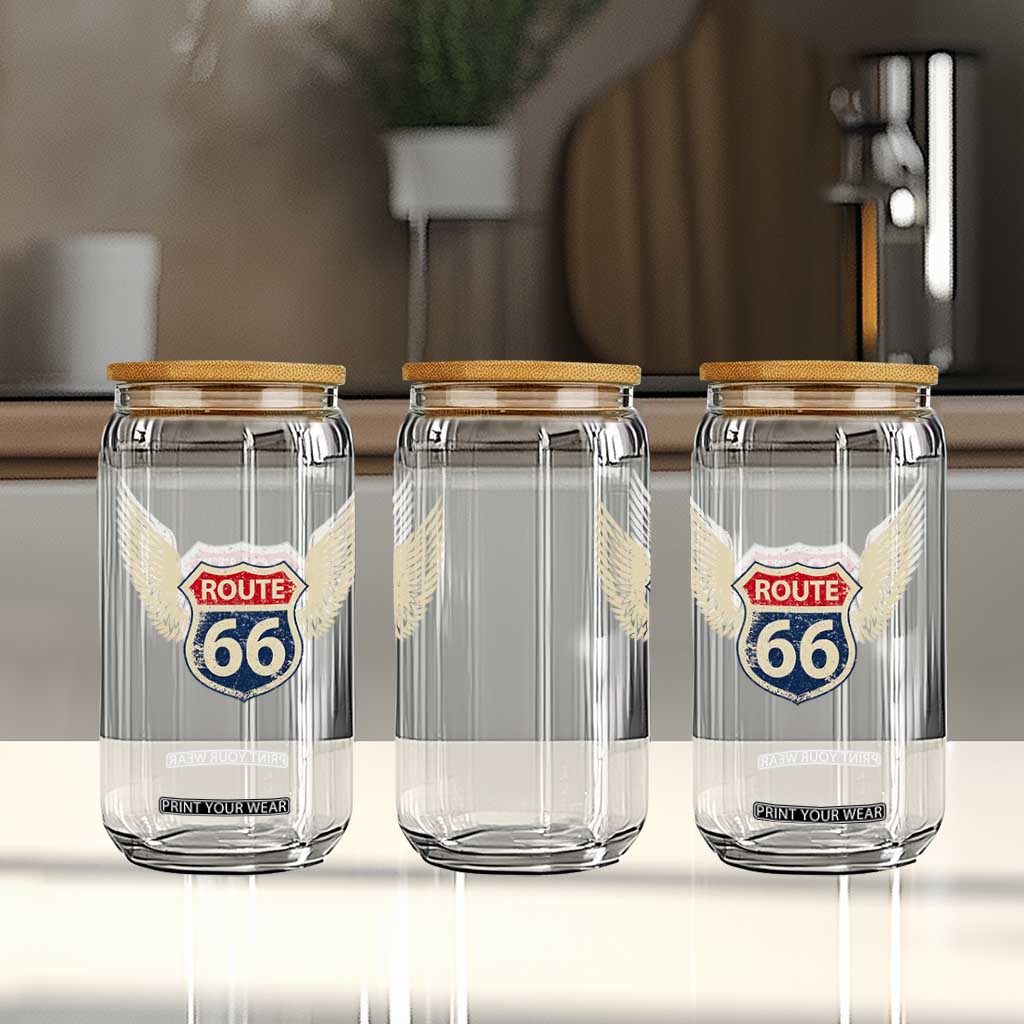 Vintage Route Highway 66 Highway Road Trip Sign Glass Can TS11 Print Your Wear