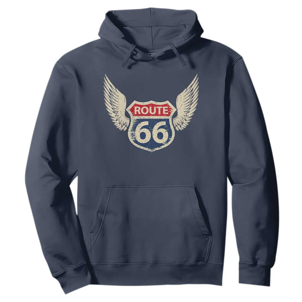 Vintage Route Highway 66 Highway Road Trip Sign Hoodie TS11 Navy Print Your Wear