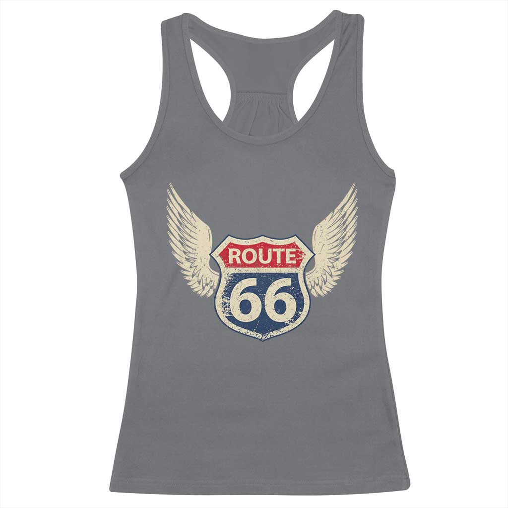 Vintage Route Highway 66 Highway Road Trip Sign Racerback Tank Top TS11 Charcoal Print Your Wear
