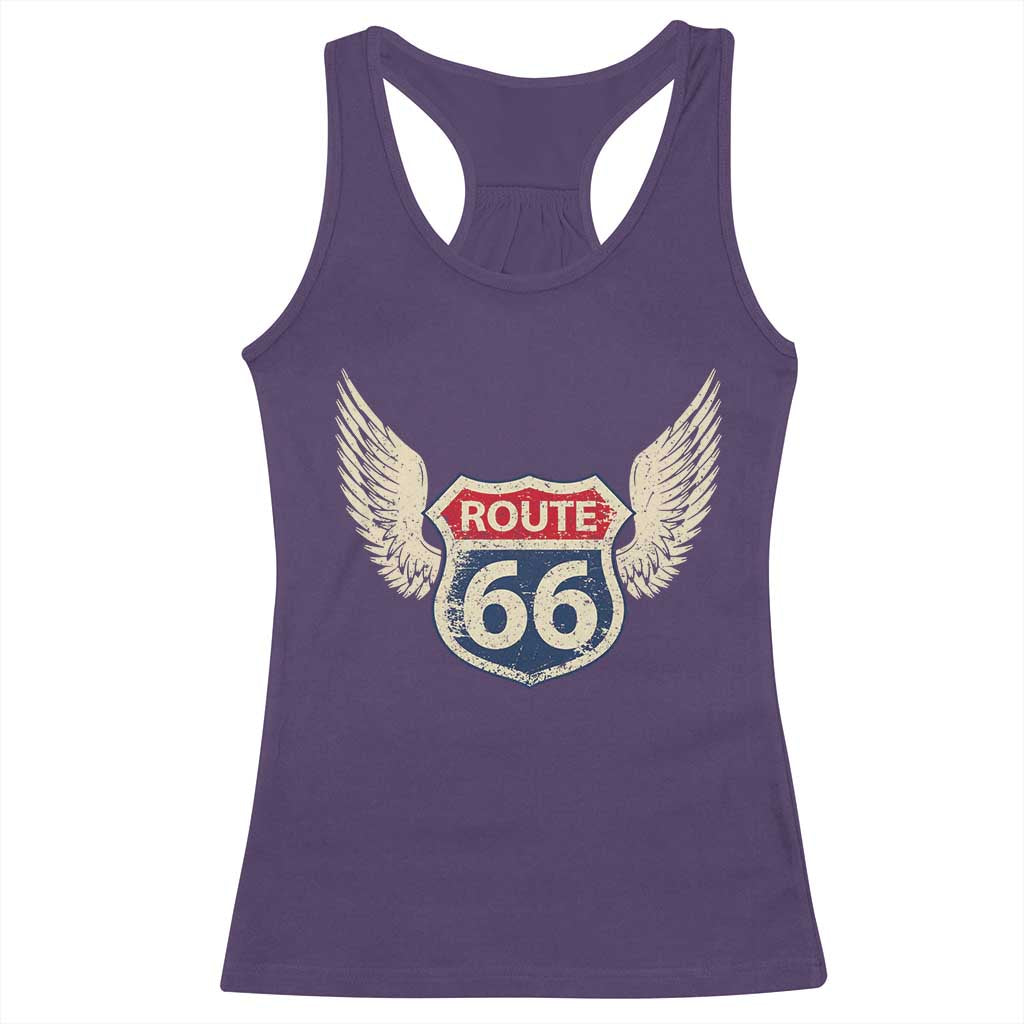Vintage Route Highway 66 Highway Road Trip Sign Racerback Tank Top TS11 Purple Print Your Wear